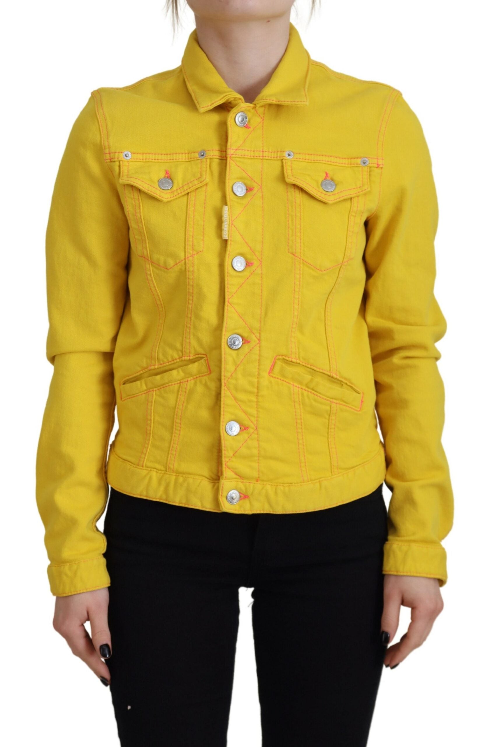 Dsquared² Sarı uzun kollu yakalı kot ceket